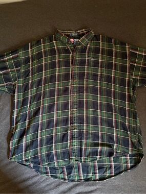 Chaps Men's Dark Green Plaid Button-Down Shirt